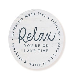 Relax You're On Lake Time Whitewash Circle